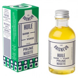 Huile de soin Barbe 50ml - Prune et Noisette - Cette huile de soin pour homme lutte contre la peau grasse et protège la peau en 