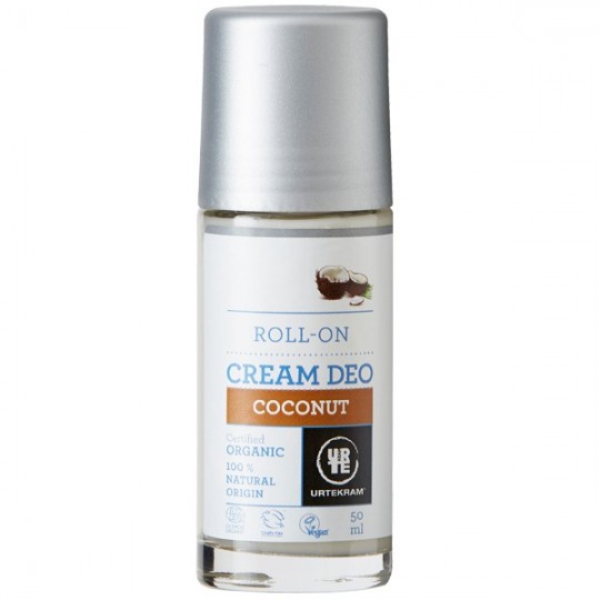 Crème Déodorante à Bille - Noix de coco d'Urtekram contre les mauvaises odeurs et la transpiration. Laisse la peau douce.
