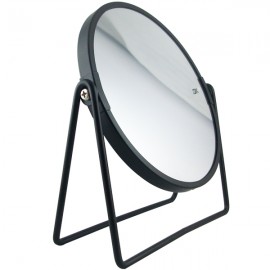 Miroir Double face grossissant (x2) et normal - à poser - Noir - Diamètre 16 cm