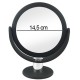 Miroir Double face grossissant (x7) et normal sur pied - noir mat - Diamètre 14,5 cm
