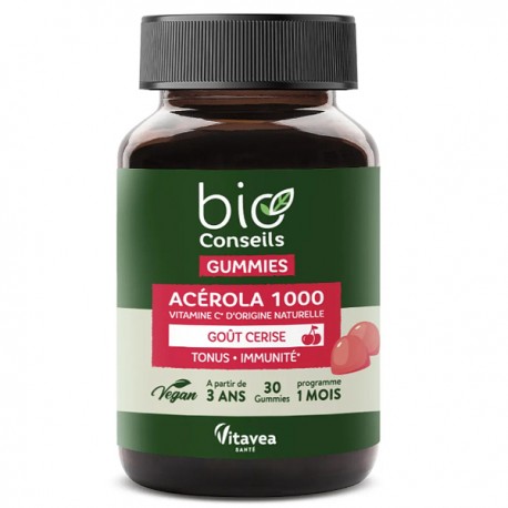 Acérola 1000 - Vitamine C - Tonus et Immunité - 30 gummies