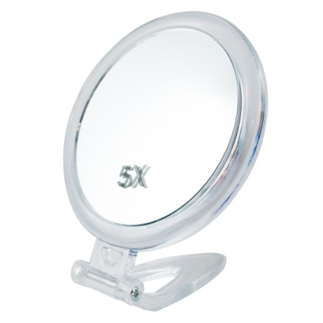 Miroir de poche grossissant x5 à poser ou à maintenir - double face
