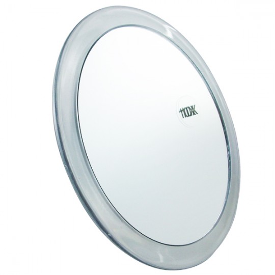 Miroir grossissant X10 - Grand modèle avec ventouses  - Diamètre 12,5 cm